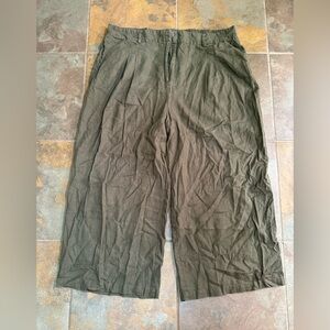 INC International Concepts Womens High Rise Linen Wide Leg Pants Green Size XXL